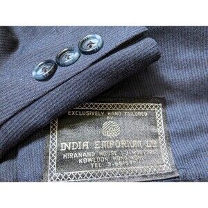 40S BESPOKE blue Black Textured Stripe Sport Coat Sport Jacket Blazer